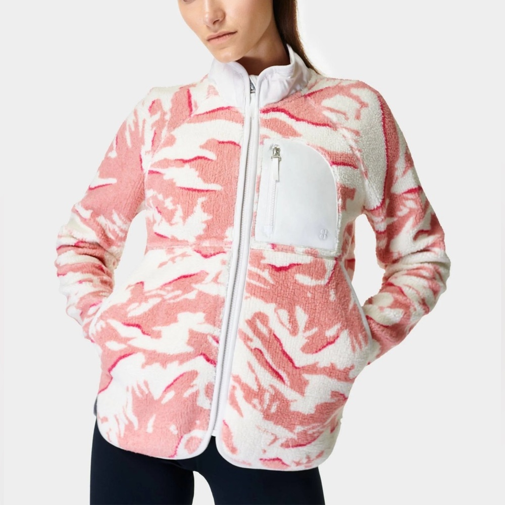 Sweaty‎ Betty Pennine Teddy Fleece Pink Peaks Sz US 4
